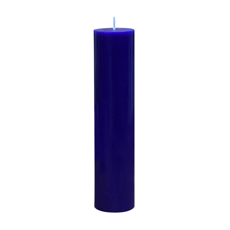 Oliva Unscented Pillar Candle, Blue, 1, 9" H x 2" W x 2" D