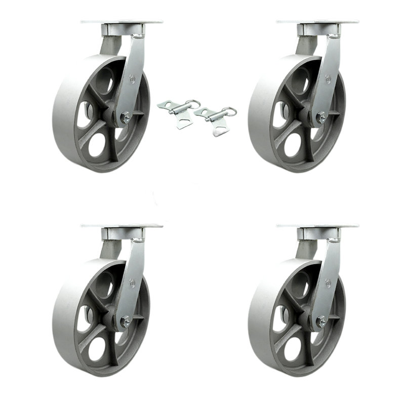 Ensemble de roulettes pivotantes en fonte semi-robuste avec 2 verrous pivotants