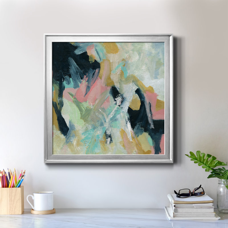 Vitalité - Peinture sur toile encadrée, Encadrement argenté, H 26,5 po x l 26,5 po x P 1,5 po