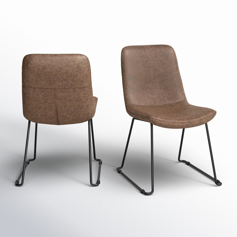 Evadine Upholstered Side Chair, Light Brown, Matte Black