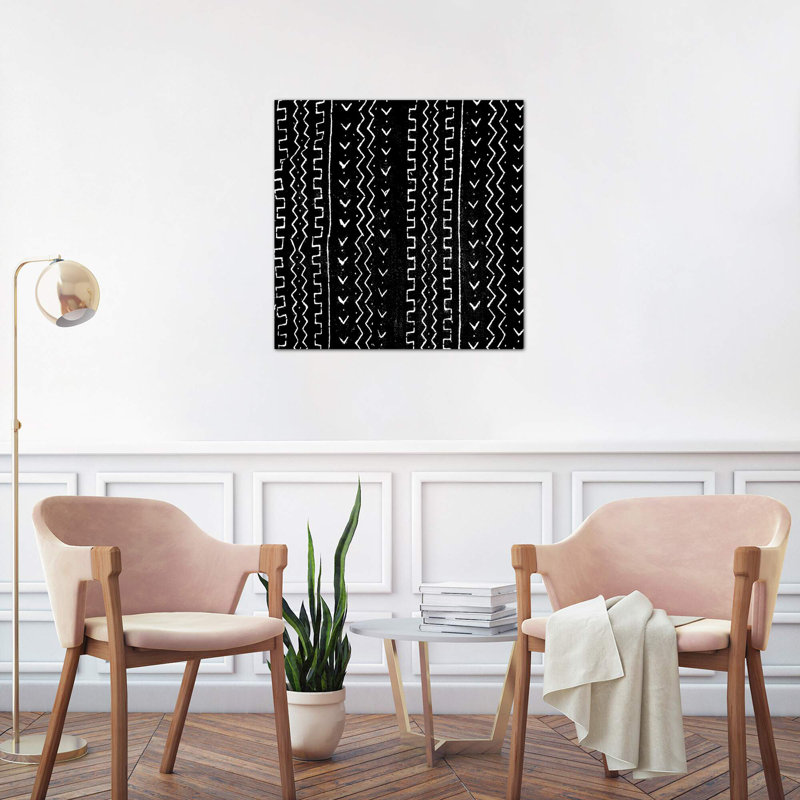 Mudcloth Black Geometric Design VI by Ellie Roberts - Print on Canvas, Wrapped Canvas, 66.04 cm H x 66.04 cm W x 1.91 cm D