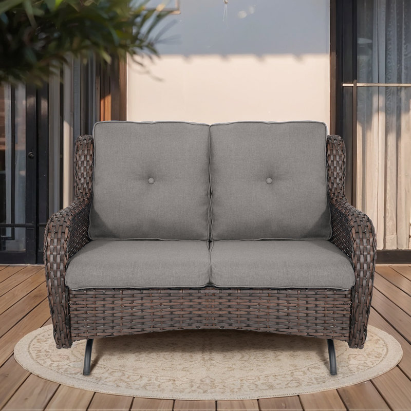 Schutt 51.18'' Wide Straight Loveseat with Cushions, Brown, Gray