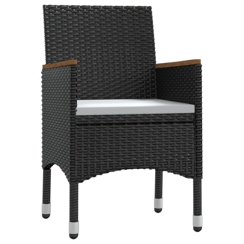 Square 2 - Person 78.7" Long Dining Set with Cushions, 2, Black/Cream, 29.1" H x 31.5" W x 31.5" D