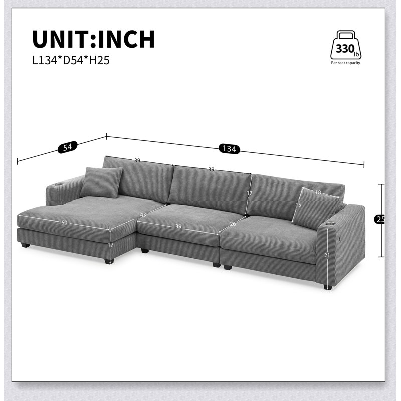 Canapé modulaire surdimensionné confortable avec des caractéristiques avancées pour le salon, parfait pour la détente et le divertissement.