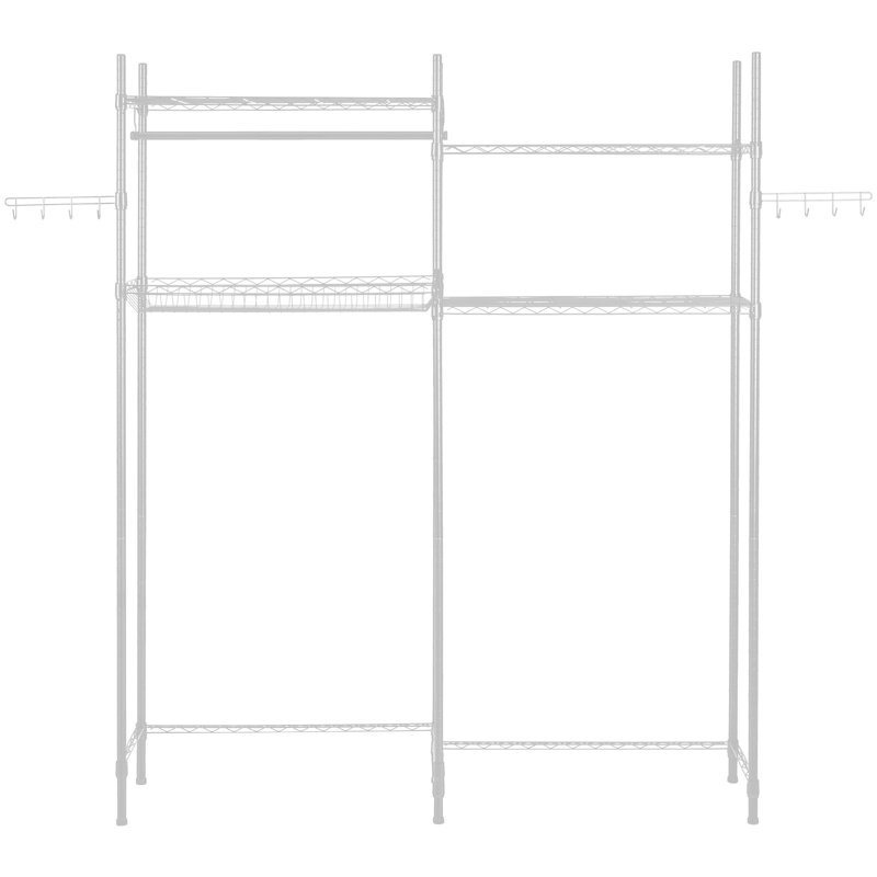 Étagère de rangement au-dessus de la laveuse et de la sécheuse, séchoir à linge à 4 niveaux avec tringle et crochets, tablettes réglables au-dessus de la laveuse et de la sécheuse, étagère de rangement pour la salle de lavage