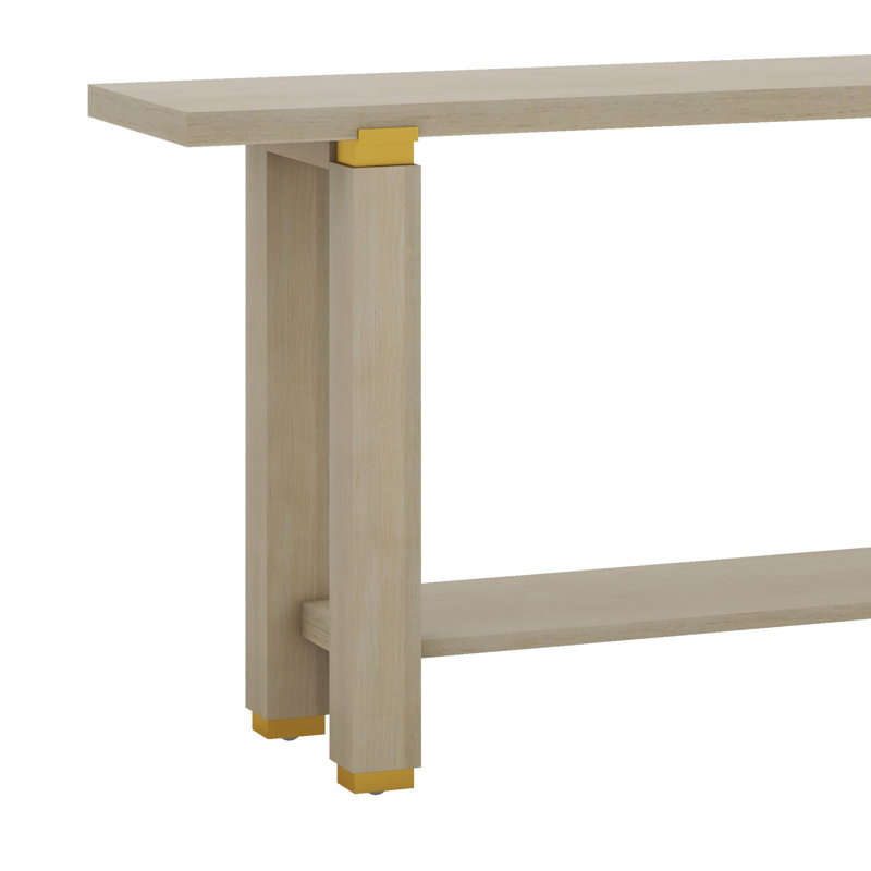 Console de 62,9 po avec console minimaliste moderne, canapé d'entrée en bois de pin massif avec détails en métal, tablette de rangement ouverte
