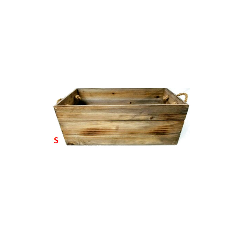 Caisse de rangement en bois avec poignées en corde