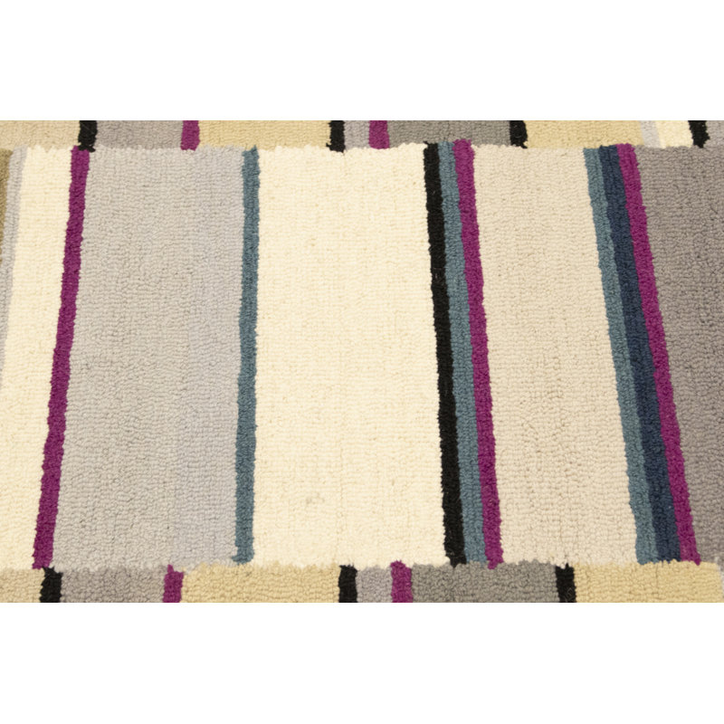 Tapis moderne touffeté à la main rectangulaire à rayures multicolores 5 pi x 8 pi Malenda
