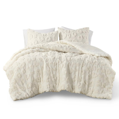 White Chenille Duvet Cover Full - Animal Theme, 2 Shams, , Textured , Pillow