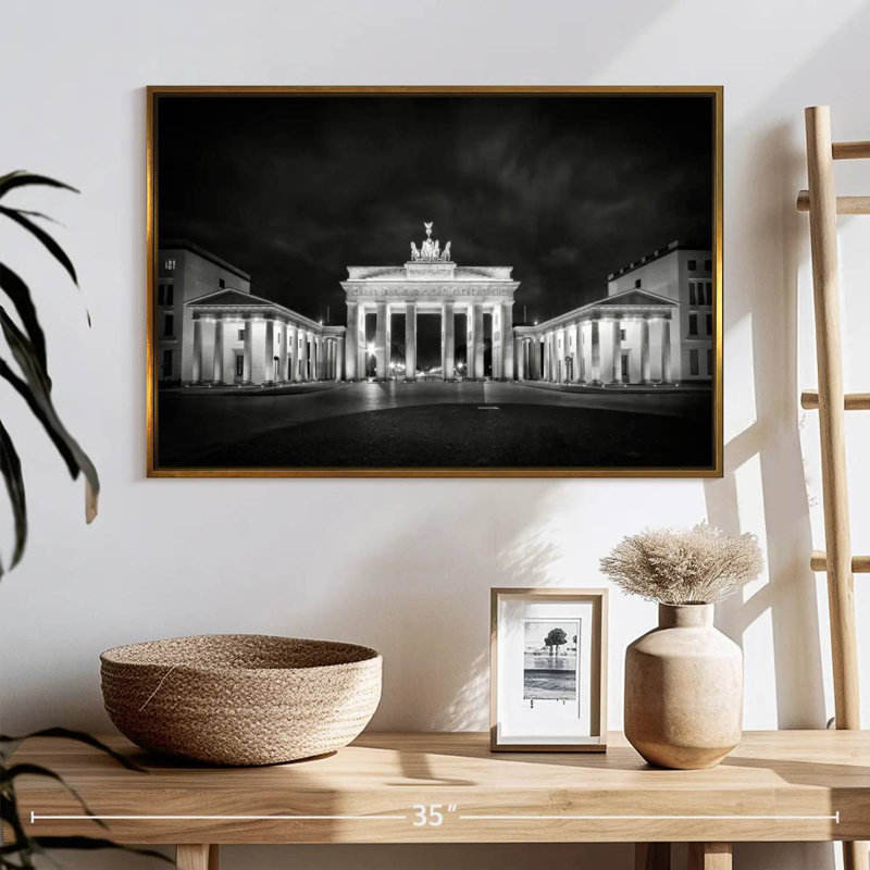 Porte de Brandebourg à Berlin, Cadre flottant doré, 25 po x 17 po