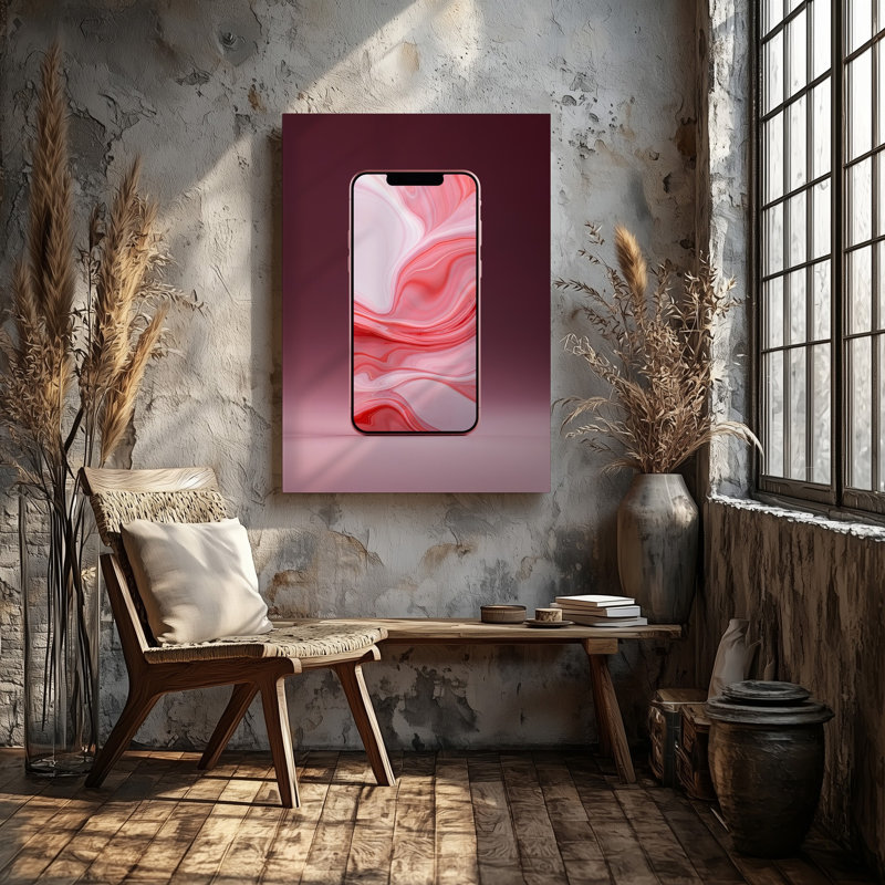 La toile crée une image visuellement saisissante mettant en vedette un art mural élégant et moderne dans des teintes roses douces avec un art mural sur toile