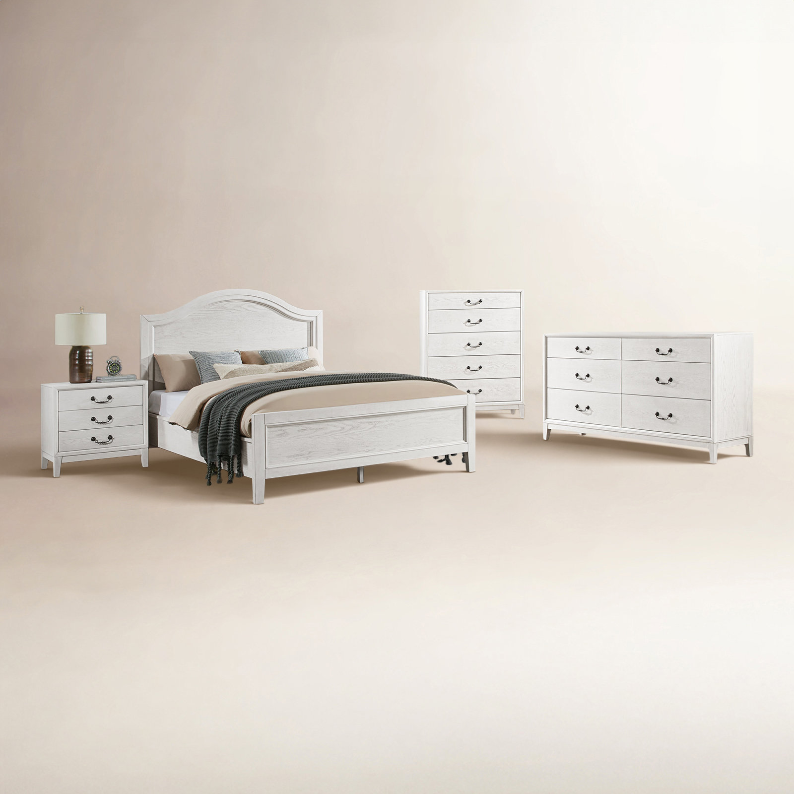Bartlett 5-Piece Bedroom Set, White, King