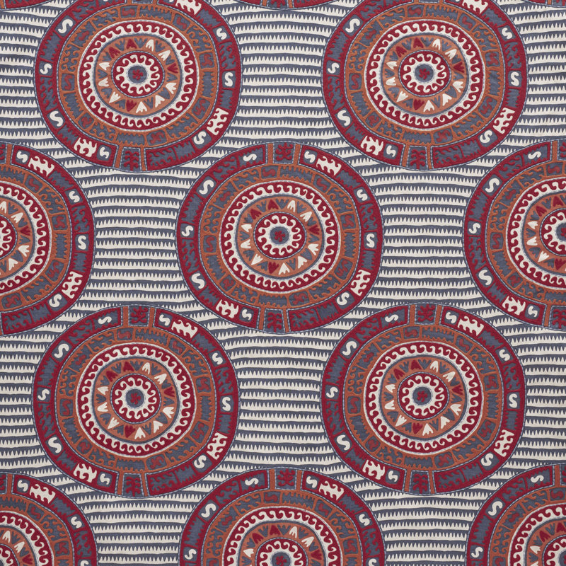 Tissu corfou, Marine / multicolore
