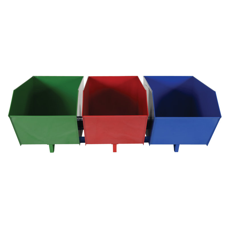 Steel Open Multi-Compartments Trash & Recycling Bin - 86.78 Gallons