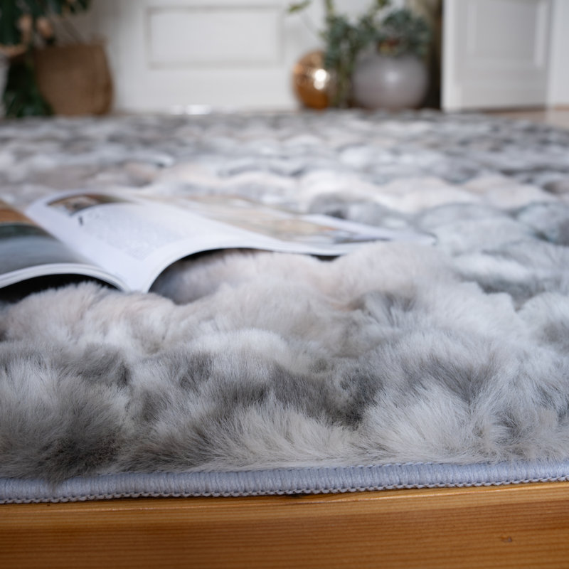 Camouflage Abstract Hand Tufted Area Rug, Rectangular 160 x 230cm, Grey/Brown/Blue
