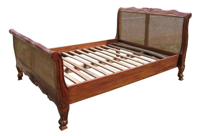 Hellenic Solid Wood Bed, Wax Polish, Double (4'6)