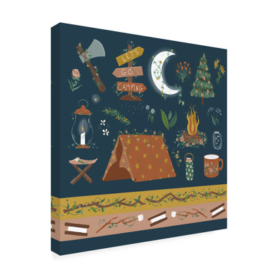 Nature morte, équipement de camping sur toile par Christine Rotolo