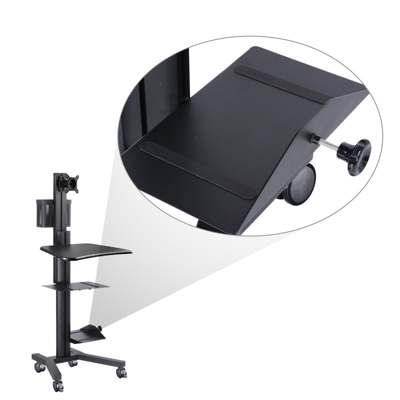 CPU Holder Computer Tower Holder for PC Mobile Cart Medical Trolley Cart Silver, Black