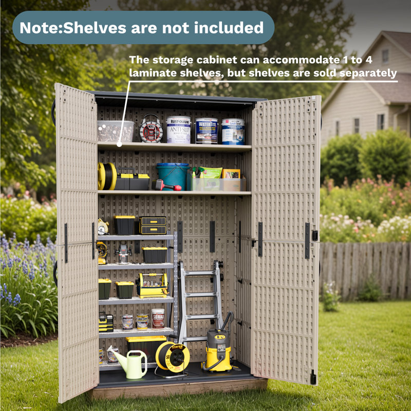 4 Ft. W X 2 Ft. D Outdoor Resin Vertical Storage Shed, Beige
