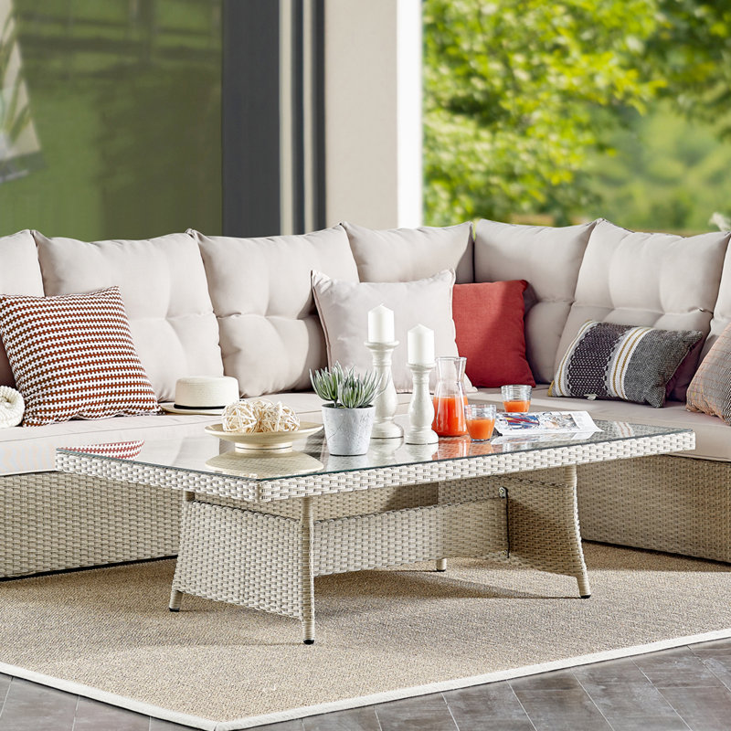 Rectangular Metal Outdoor Coffee Table , 144.8cm cm W 83.8cm cm D, 44.45cm H x 144.78cm W x 83.82cm D