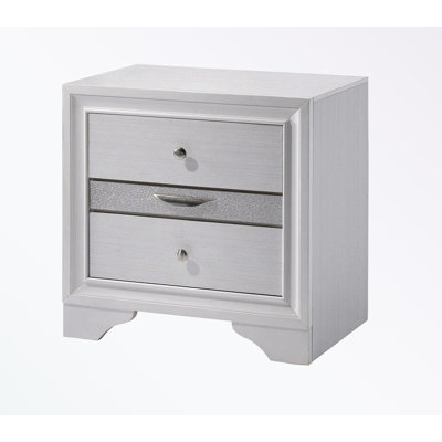 Nightstand with Two Drawers and Hidden Jewelry Drawer