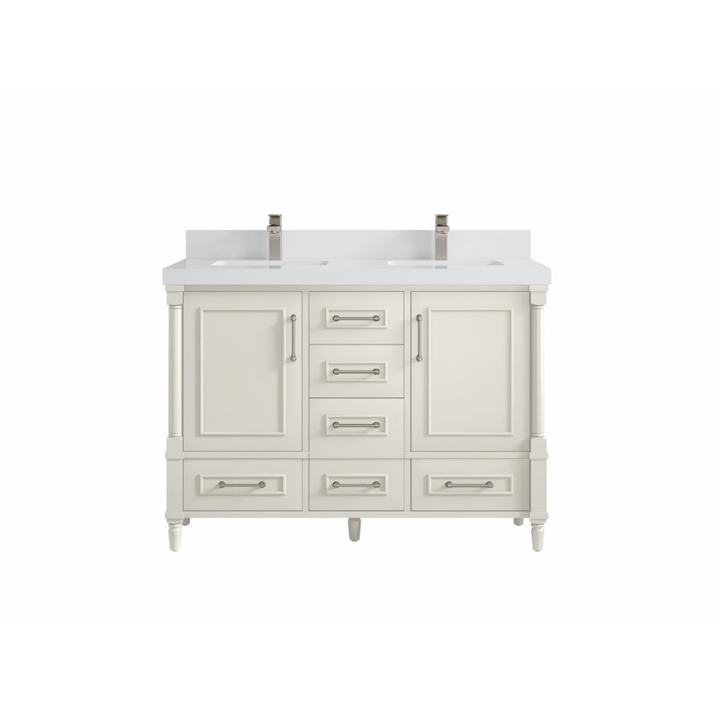 Aberdeen X P 22 po De meuble-lavabo double D, Blanc, Albâtre