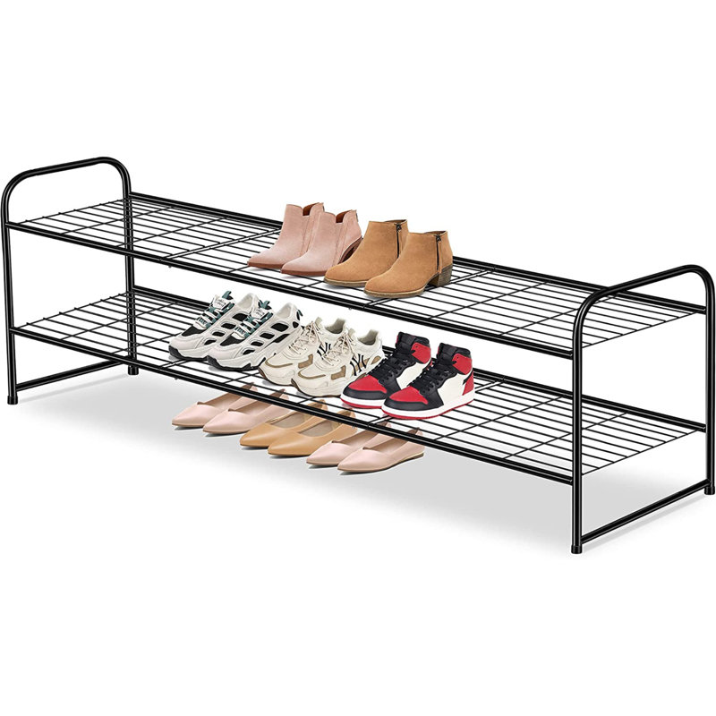 18 Pair Stackable Shoe Rack, Black
