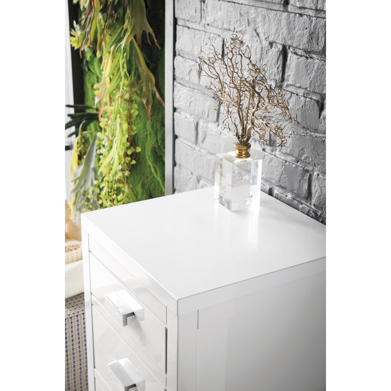 Addison 15" W Bathroom Cabinet, White Zeus, Glossy White