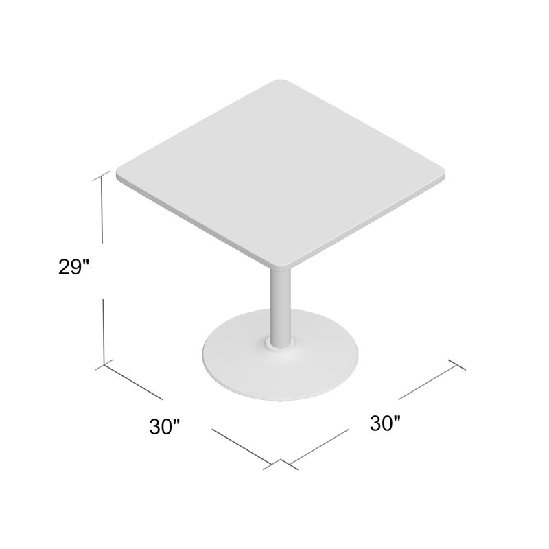 Table carrée pour salle de pause, H 29 po x L 30 po x L 30 po, Noir