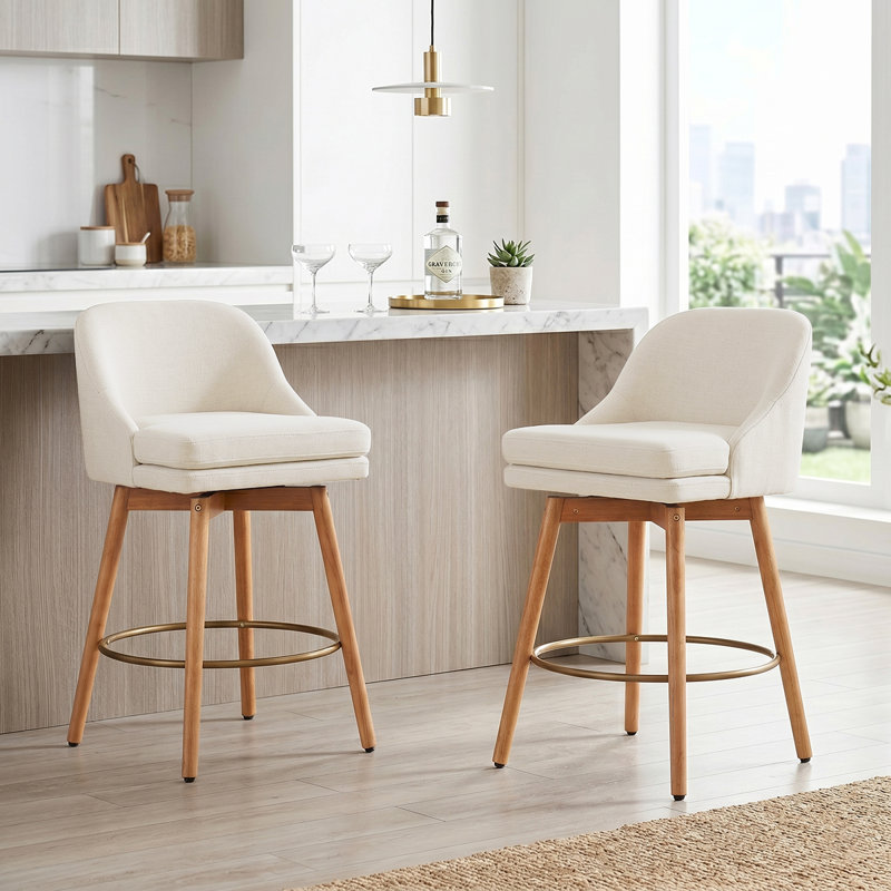 Tabouret pivotant rembourré (ensemble de 2), White