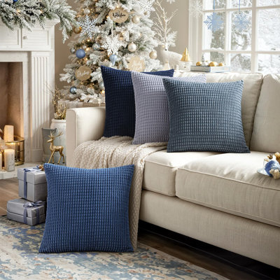 Ensemble de 4 coussins décoratifs bleus 20 X 20 pouces Boho Western Farmhouse Home Decor Couch Coussins décoratifs Summer Coastal