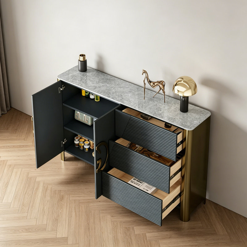 Pereira, 33.46" H x 62.99" W x 15.75" D, Gold/Blue