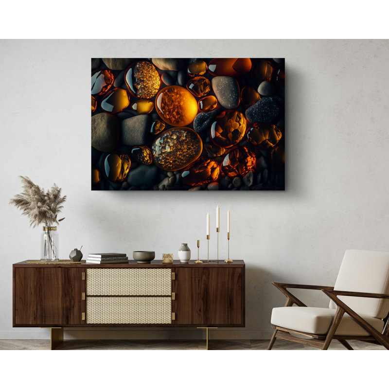 " Amber Pebbles Abstract ", 24" H x 36" W x 1" D