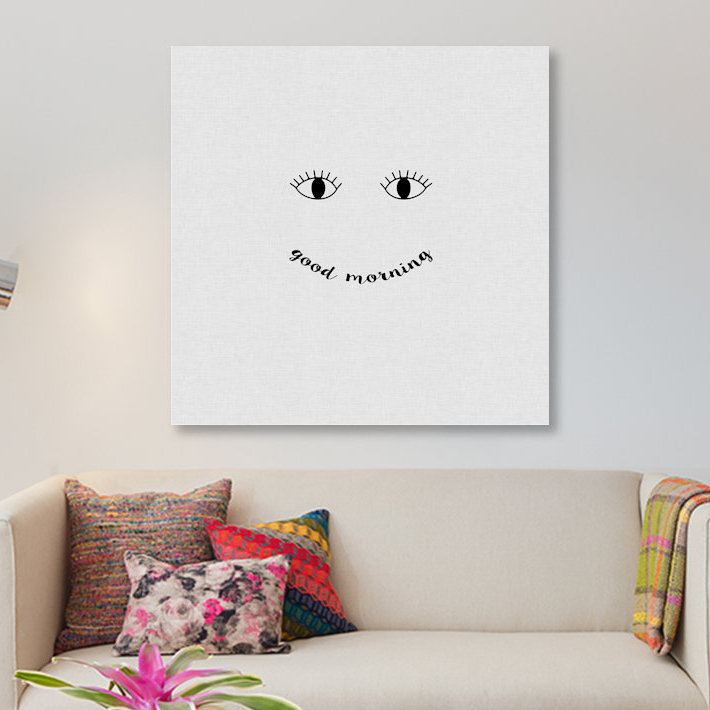 « good matin », impression sur toile, H 12 po x l 12 po x P 0,75 po, Toile tendue, Pas de tapis