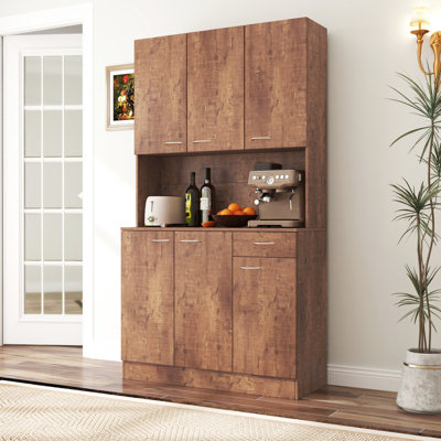 Storage Cabinet For Living Room & Kitchen. 6 Doors, 1 Drawer, Open Shelf. , Easy To Clean And Sophisticated Wardrobe Kitchen Cabinet, Look. 6-doors, 1-open Shelf, 1. Practical