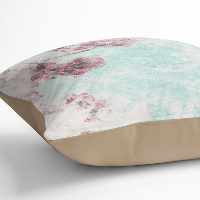 Floral Square Throw Cushion, Stone, 55cm H x 55cm W x 20cm D