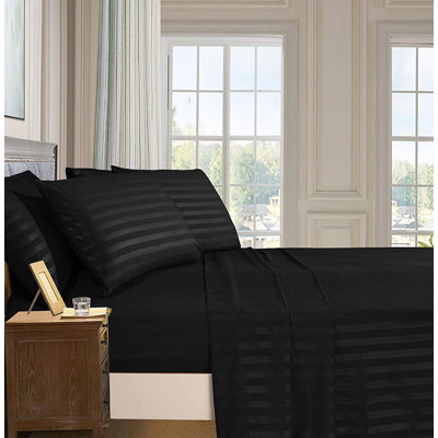 Ensemble de draps rayés en microfibre percale