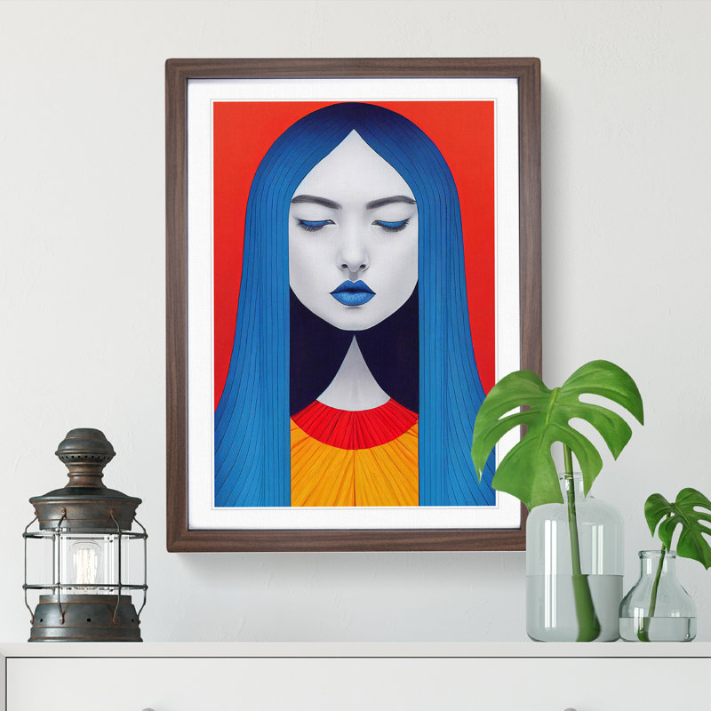 Abstract Face of a Woman No.1 - Framed Print, 46cm H x 34cm W x 2cm D, Walnut