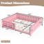Grand lit plateforme bas avec garde-corps de sécurité intégré pour bibliothèque, cadre de lit Montessori en bois massif pour enfants, garçons, filles, facile à assembler (grand, rose, bibliothèque)-1009214346-1009214391