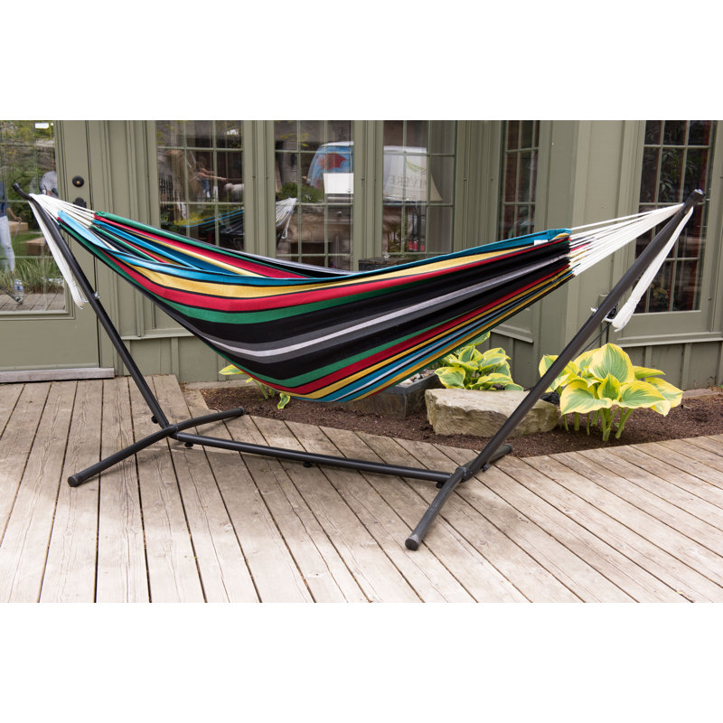 Double Classic Hammock with Stand, Rio Night, 104cm H x 250cm L x 109cm W, Black