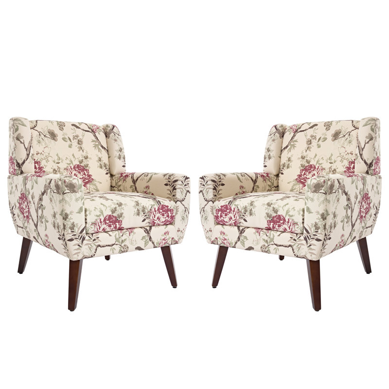Jaqueze 73.4 Cm Wide Cotton Armchair, Cream/Pink Linen Blend