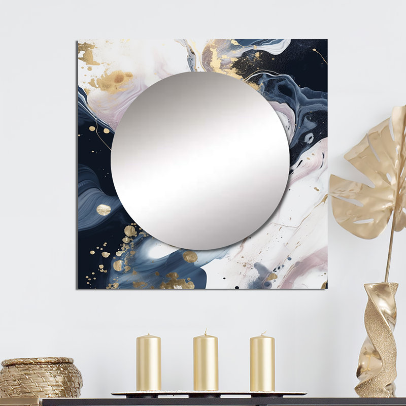 Moseur - Abstract Marble Square Mirror Wall Decor For Bedroom, 36" x 36"