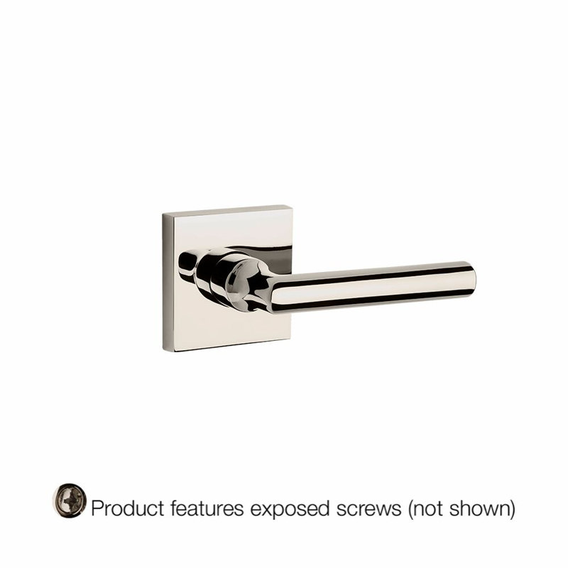 Tube Single Dummy Door Lever with Contemporary Square Rosette, Right, Polished Nickel