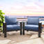 Ensemble de 2 fauteuils de patio en aluminium toutes saisons 28 po avec coussins bleus épais et structure noire-59640247-59640244