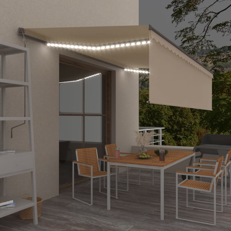 Dakota Fields 500cm W x 300cm D Polyester Cover Retractable Patio Awning, Cream