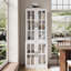 Armoire de rangement de 71 po de hauteur blanche, bibliothèque autoportante avec 4 portes et tablettes en verre, vitrine d'exposition pour le salon et le bureau personnel-122612570