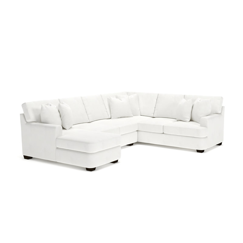 Emilio Upholstered Sectional, Classic Bleach White Twill, Left Hand Facing