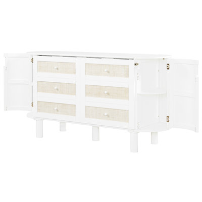 Lit double blanc avec compartiments de rangement secret et style tissé moderne - Économisez de l'espace dans votre maison Matelas pliable inclus pour plus d'efficacité