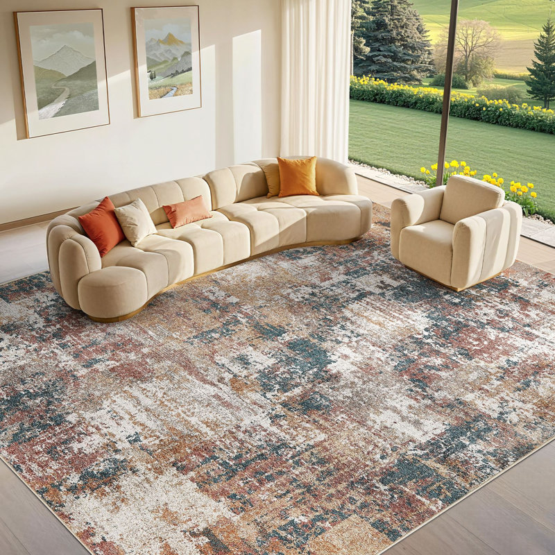 Tapis abstrait à motif abstrait Boho, Rectangle 9' x 12'