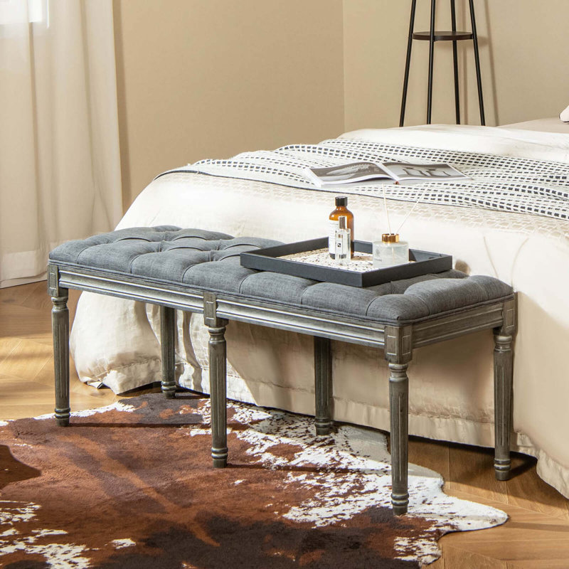 Banc rembourré en polyester Melvern, Gris